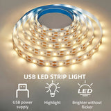 Tiras de Luz LED USB de Fácil Instalación - Alta Luminosidad, Cortables a Medida, Opciones de Blanco Cálido y Frío para Dormitorio, Cocina, Retroiluminación de TV, Flexibles, Adhesivas, Iluminación Nocturna, Decoración DIY