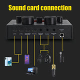 Kit de equipo para podcast, interfaz de audio V8 equipada con tarjeta de sonido multi en uno y micrófono condensador BM800, ideal para grabaciones y transmisiones en vivo