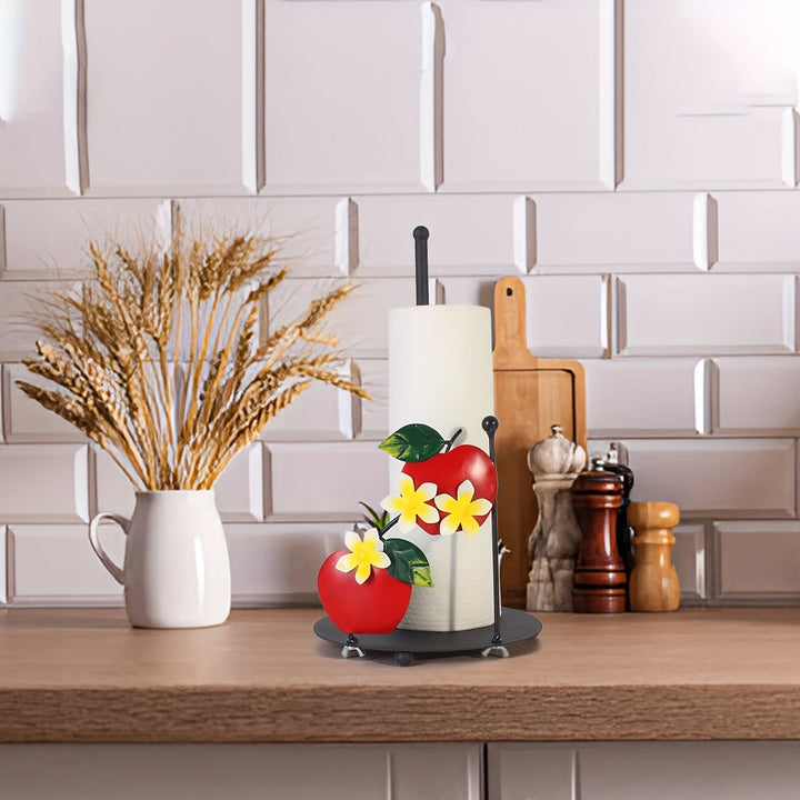 1pc Soporte de papel de toalla de diseño de manzana, dispensador de rollo de cocina de mostrador, estantería de almacenamiento de decoración para el hogar