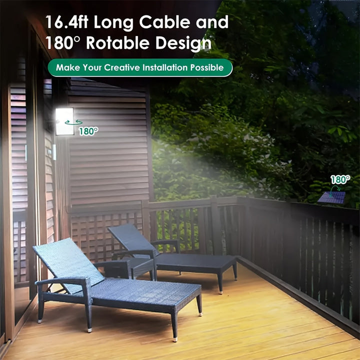 Arreglo Solar de Seguridad Industrial 106LED 3000LM con Estroboscopio y Detección Automática | Cableado de Alta Capacidad de 279.4cm + Hub de Control sin varillas para Iluminación Perimetral/Depósitos de Vehículos