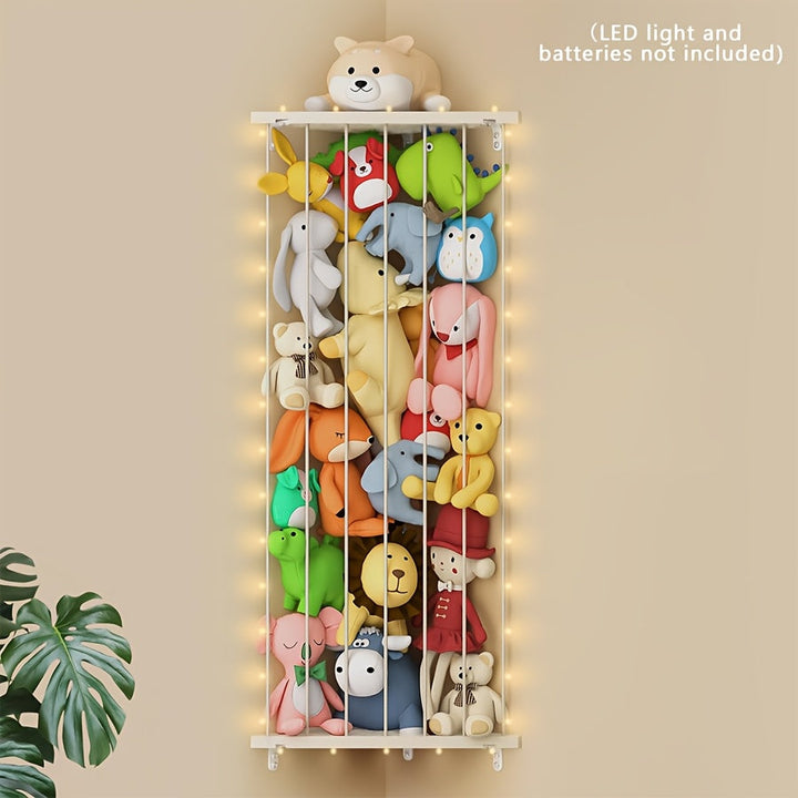 Estantería triangular para almacenar peluches, estante colgante de madera con patrones de luna y estrellas para guarderías, organizador de juguetes de peluche, hamaca regalo