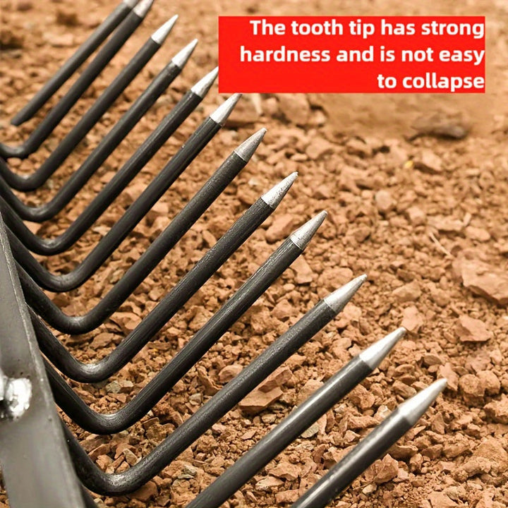 9-Dientes de Acero de Manganeso Desmalezadora Manual, Mango Ergonómico, Desmalezadora Manual Duradera para Jardín Cesped Farmland, Cultivador de Suelo Eficiente para Plantar y Desmalezar, Herramienta de Jardín | Quitamalezas Ergonómico | Rastrillo de Met