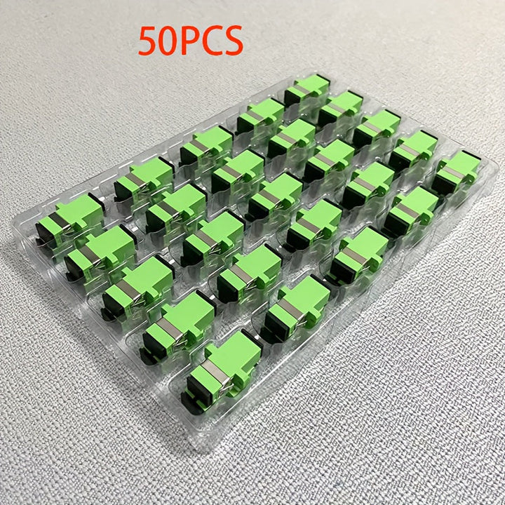 Adaptador de Acoplamiento de Fibra Óptica Verde SC-SC con Brida - Conector de Extensión de Cable Patch Modo Único y Multimodo, Baja Pérdida de Inserción, Buena Repetibilidad, Estabilidad Intercambiable, Diseño Compacto para un Fácil Manejo