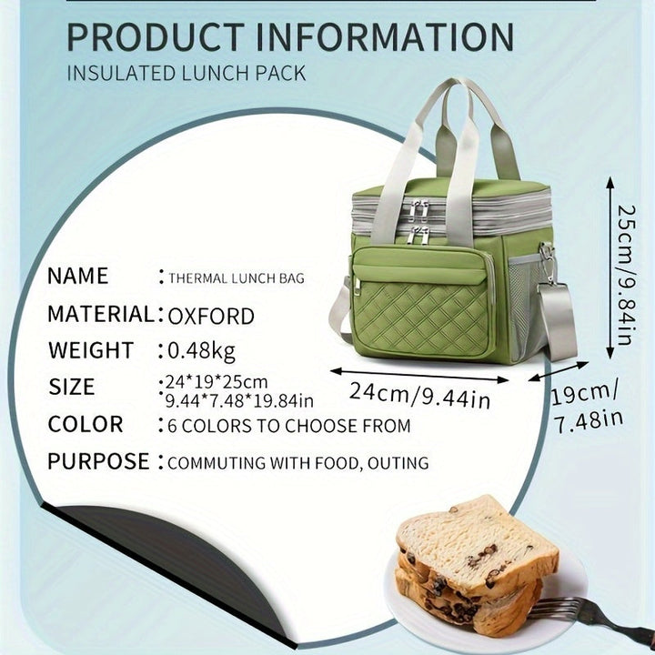 bolso Tote de Almacenamiento Multifuncional para el Hogar y Exteriores con Doble Capa en Rejilla Romboide, Gran Capacidad, No Contacto con Alimentos