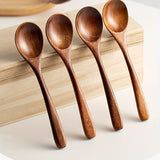 4pcs, Cuchara De Sopa, Cuchara De Cena, Cuchara De Café De Madera, Cuchara De Leche Simple, Cuchara De Agitación Moderna, Cuchara Reutilizable, Cuchara De Postre Lavable Para Fiesta, Cosas De Cocina, Gadgets De Cocina