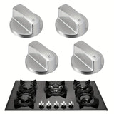 4pcs Perillas de Control de Estufa de Gas, Perillas de Control de Cocción de Metal de 6mm, Adaptadores Plateados para Botones de Interruptor de Superficie de Cocina, Bloqueos de Control de Perillas de Estufa de Gas