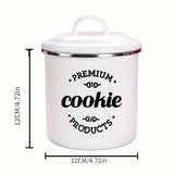 1pc Tarro de Galletas de Esmalte con Tapa Abatible, Reutilizable, Apto para Lavavajillas, Forma Redonda, Perfecto para Regalos de Navidad y Almacenamiento de Cocina