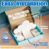 1pc Lámpara de Pared Flotante Nube - Luz Nocturna Metálica con Batería y LED Blanco Cálido, Decoración de Estrella y Luna para Guardería, Habitación Infantil, Baby Shower - Luz de Nube de Dibujos Animados Artística, Sin Necesidad de Enchufe, Idea de Rega