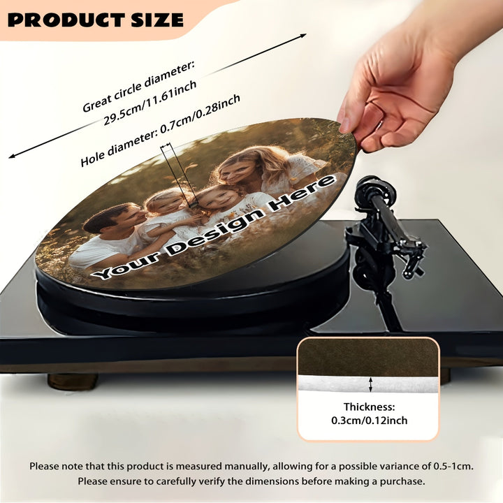 1 pieza de alfombrilla personalizada para giradiscos de vinilo RSHUBINO - Diseño de fotos personalizadas, base de goma antideslizante, regalo ideal para familiares y amigos, perfecto para vacaciones y cumpleaños, regalos para amantes de la música