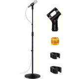 Soporte de Micrófono Profesional Ajustable para Suelo con Conector XLR - Base de Trípode Metálica Resistente, Altura Regulable, Estructura Estable para Transmisiones en Vivo, Canto, Bodas y Eventos al Aire Libre - , Equipo de Audio para Bodas, Diseño Tel