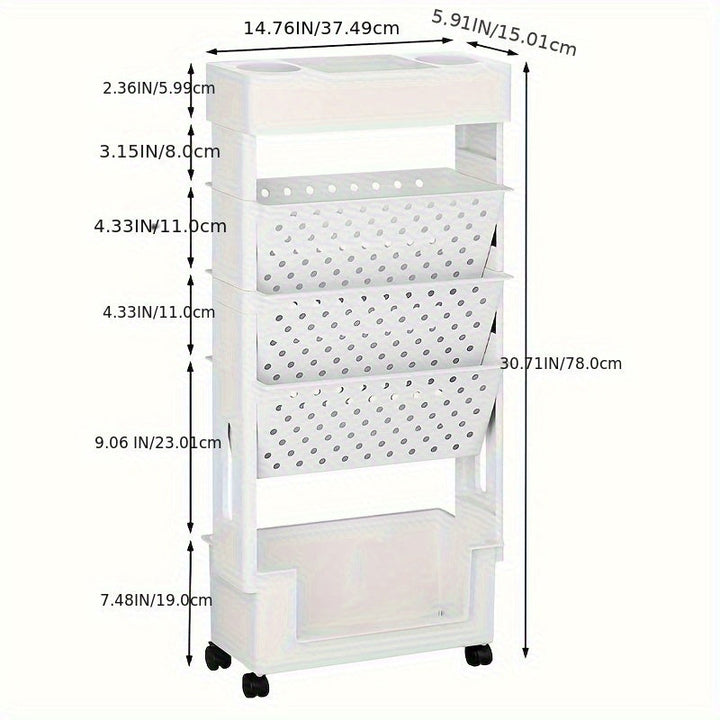 Estantería de 5 Niveles con Ruedas - Almacenamiento Multifuncional para Libros, Revistas y Periódicos - Ideal para Escuela, Aula, Oficina, Dormitorio o Sala