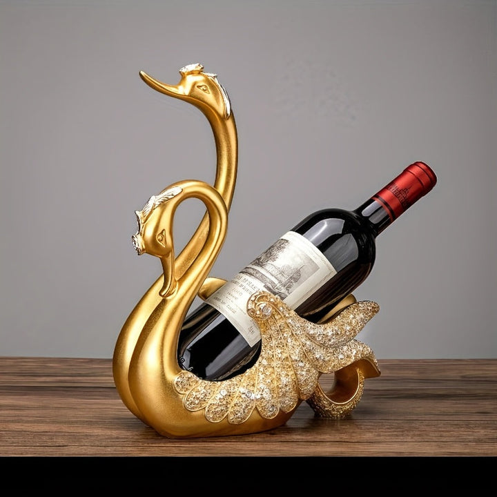 Adorno Creativo de Estante para Vino con Forma de Cisne Europeo, Almacenamiento de Lujo para Bar de Alta Gama, Soporte Decorativo para Botellas de Vino en la Mesa del Comedor