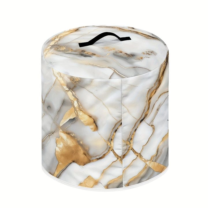 Cubierta Elegante de Textura de Mármol con Bolsillo para Instant Pot, Arrocera y Freidora de Aire - Fácil de Limpiar, Poliéster, Blanco/Dorado/Gris - Regalo de Cumpleaños Ideal para Aficionados a la Cocina Casera, Cubierta para Electrodomésticos de Cocin