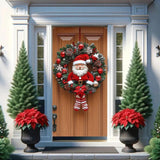 Decoraciones de Navidad - Elegantes cortinas de puerta de Navidad con corona de Papá Noel, decoraciones festivas para porche, material de poliéster, estilo contemporáneo, lavables a máquina, adecuadas para varios tipos de habitaciones.