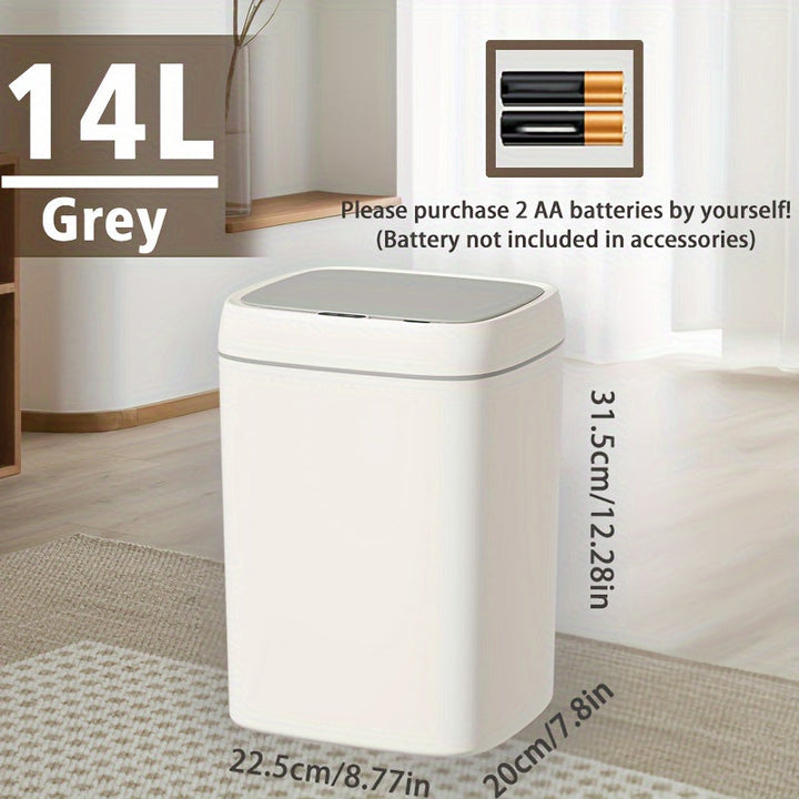 Cubo de basura inteligente con sensor de movimiento 12L/14L - Cierre silencioso, sello antiolores para cocina, baño y sala - Funciona con pilas AA (no incluidas)