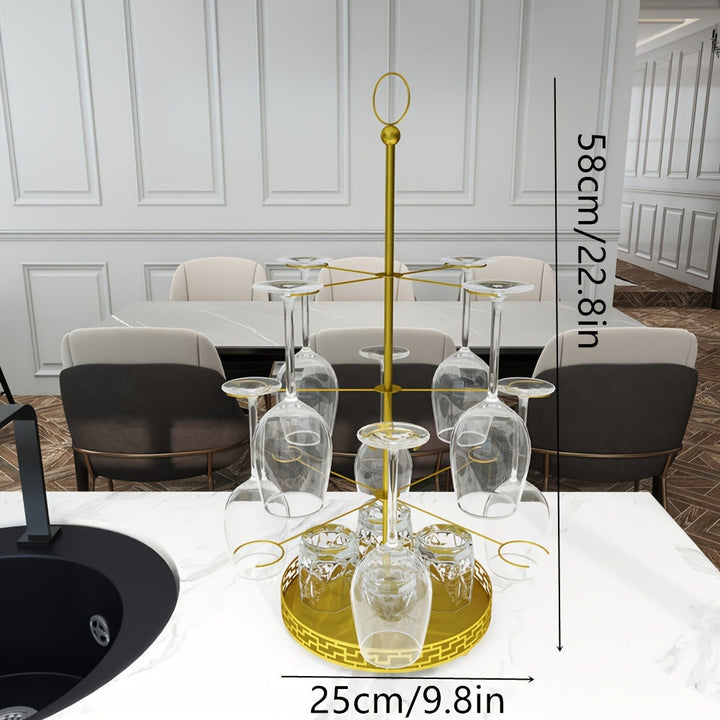 Soporte de hierro colgado para vajilla con bandeja para cocina, bar y restaurante - Acabado barnizado, clasificado para vajilla, estantería colgante de decoración para el hogar para fiestas y banquetes, 1 juego