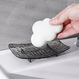 Jabonera Individual con Tira de Drenaje, Almacenamiento Multifuncional para Escritorio, Pequeño Estante de Almacenamiento - Ahorra Espacio - Perfecto para Baño y Cocina, Material PET Duradero, Diseño Creativo de Onda de Agua