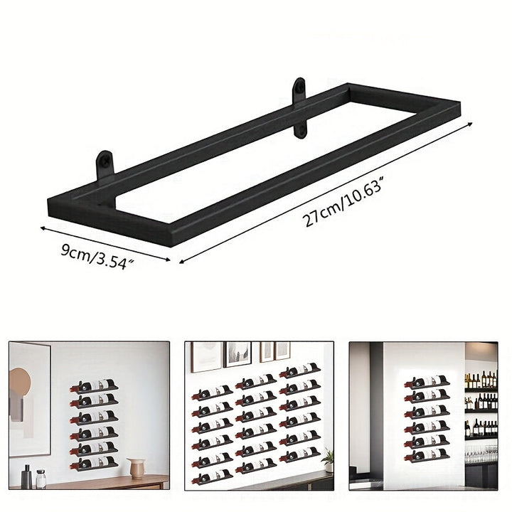 Soporte de Vino Montado en Pared - Diseño Minimalista Moderno para 6 Botellas, Hierro Elegante y Ahorrador de Espacio para Cocina, Comedor o Bar - Organizador de Botellas con Almacenamiento Seguro, Construcción Robusta y Funcional
