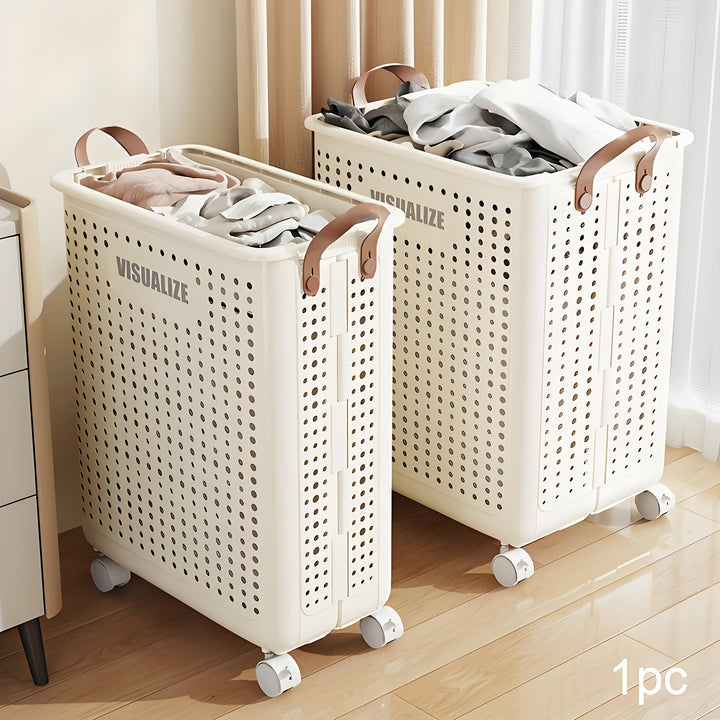 Cesta de Lavandería de Gran Capacidad y Transpirable - Higiénica, Separadora y Clasificadora de Ropa Sucia para la Organización del Baño en Casa