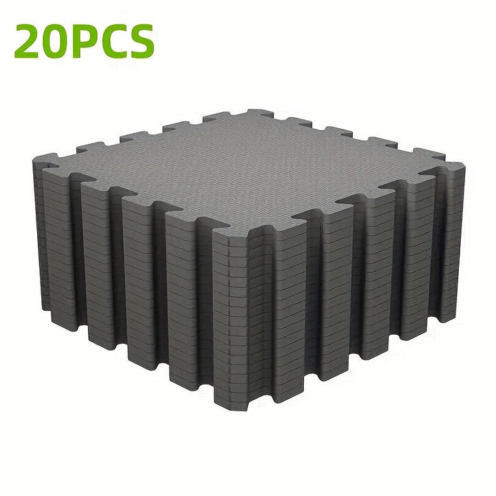 20-Unidades de Alfombras Entrelazadas, 30cm x 30cm, Negro/Azul/Gris, Material PS, Suelo de Piso para Sala de DIY, Ensamblaje Fácil, Longitud de Costura Personalizable