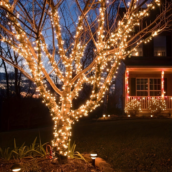 1 juego de luces solares de cuerda, 22 m (72 pies), 200 LED, 8 modos de iluminación, luces decorativas solares para exteriores, árbol de Navidad, jardín, hogar, boda, fiesta en el césped