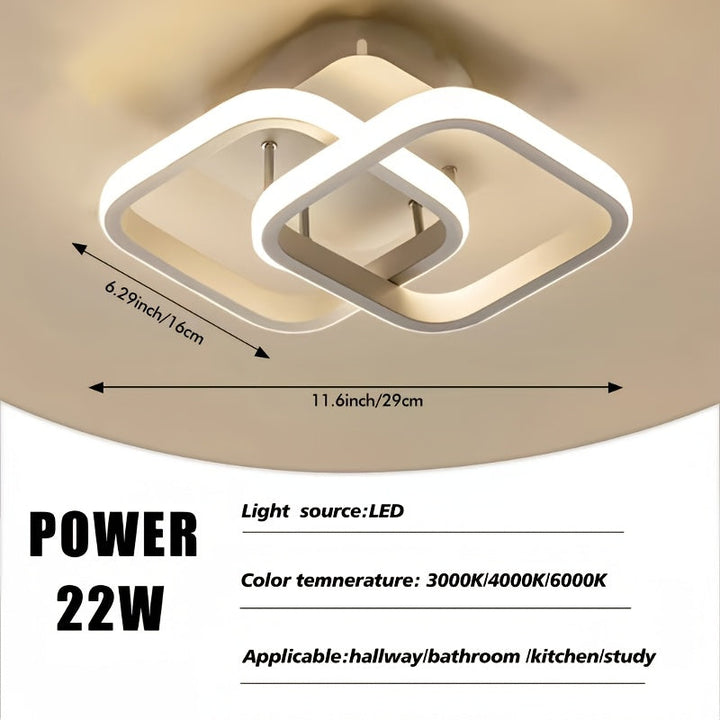 1 Luz de techo LED moderna con patrón geométrico - Iluminación de techo semi-revestida ajustable, adecuada para oficina, café, cocina, pasillo, balcón, escaleras y dormitorio, diseño cerca del techo, acabado metálico, cableado, 110V-240V, iluminación amb