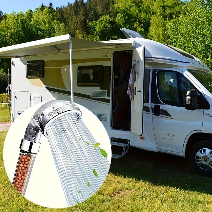 1 pieza de cabeza de ducha de alta presión con sistema de filtración, cabeza de ducha portátil universal de ABS, 3 modos ajustables para luz seca beige y cabello, con agua alcalina ionizada.