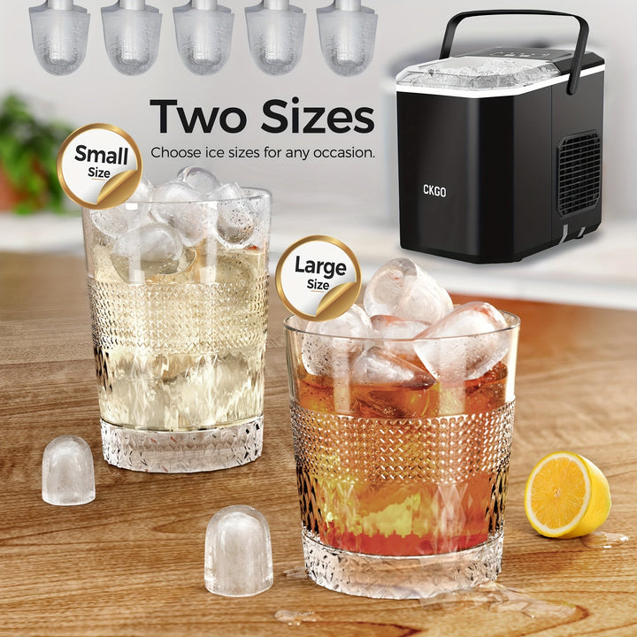 ¡Hielo al instante, en cualquier momento y lugar! 9 cubos en 6 minutos, 12.02 kg/día, compacto y autolimpiante - ¡Perfecto para el hogar! Olvídate de salir por hielo: producción continua para fiestas o necesidades diarias. Diseño ahorrador de espacio: ca