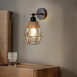 1 lámpara de pared estilo tropical retro rural, ángulo ajustable, base E27, para sala, dormitorio o pasillo (sin bombilla)