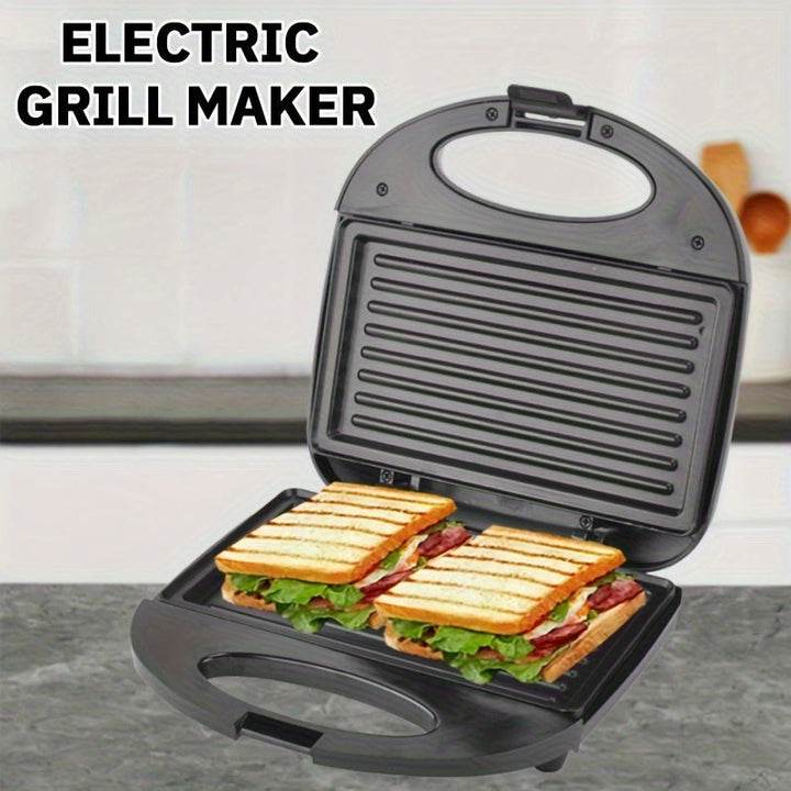 Horno portátil para sándwiches y paninis - Máquina de asado compacta de 2 rebanadas con calefacción de doble cara, control de temperatura inteligente, giro rápido de desayuno, material de bakelita, enchufe de EE. UU., perfecto para el hogar o viajes, ese