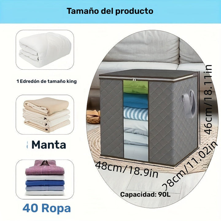 Juego de 3 organizadores de tela grandes plegables con agarres - Contenedores versátiles para área de dormir, clóset, ropa, residencia estudiantil - Sin olor, no necesita electricidad, solución de almacenamiento