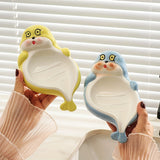 Caja de Jabón con Diseño de Foca de Dibujos Animados (1 pieza) - Soporte para Jabón Cerámico con Desagüe, Diseño Rectangular Lindo para Baño o Encimera del Inodoro, Estantes Creativos para Uso Doméstico