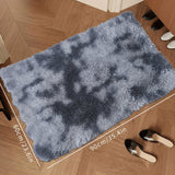 Alfombra de Pelo Largo Moderna de 1 Pieza, Alfombra Rectangular Gris Oscuro con Estampado Tie-Dye, Sin Desechos, Antideslizante, para Sala de Estar, Dormitorio, Decoración del Hogar
