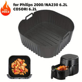 Forros de Silicona Cuadrados Reutilizables para Freidora de Aire - 23cm para Philips NA230 6.2L y COSORI 6L 6.2L - Seguros para Horno y Microondas - Fácil Limpieza, Antiadherentes, Accesorios Duraderos de Silicona