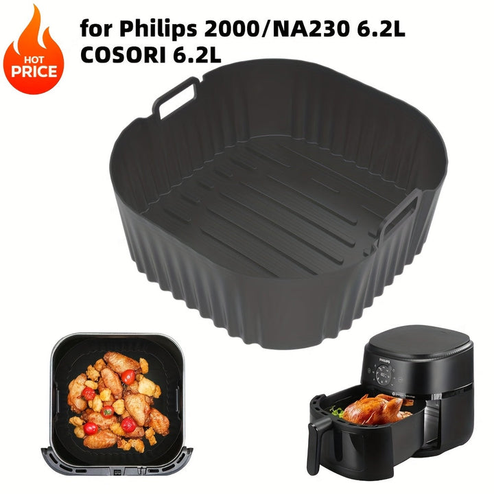 Forros de Silicona Cuadrados Reutilizables para Freidora de Aire - 23cm para Philips NA230 6.2L y COSORI 6L 6.2L - Seguros para Horno y Microondas - Fácil Limpieza, Antiadherentes, Accesorios Duraderos de Silicona