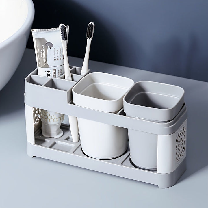 Juego de Portacepillos y Portapasta de Dientes con Diseño Chic y Drenaje - Ideal para la Organización del Baño, Decoración del Hogar
