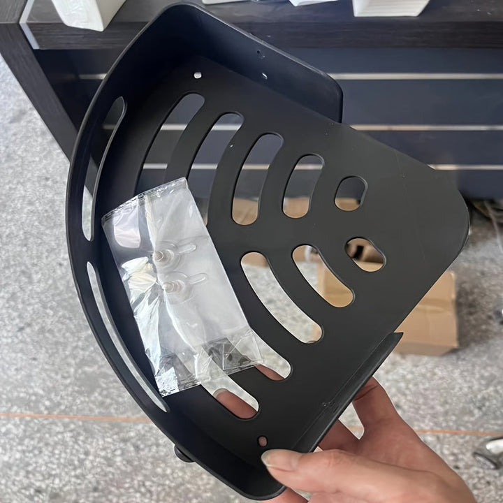 1pc estante de baño sin perforaciones, estante triangular para baño o cocina, material plástico, organizador sin taladros