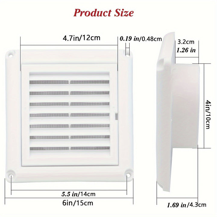 1pc Cubierta de Ventilación con Rejilla Blanca de Fácil Instalación de 10.16cm/15.24cm con Nido de Aves - Incluye 4 Tornillos, Plástico Duradero, para Exhauster de Secadora y Ventilaciones de Aire al Aire Libre, Cubierta de Ventilación de Secadora