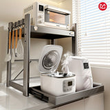 Estante de almacenamiento para microondas y cocinero de arroz de metal de alta resistencia - Organizador de encimera ajustable con múltiples estantes, estante de gabinete de cocina que ahorra espacio para hornos, licuadoras, cafeteras, estante de almacen