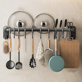 Organizador de Cocina de Acero al Carbono Negro que Ahorra Espacio - Diseño Elegante de Montaje en Pared para Utensilios, Cuchillos y Especias | Fácil Instalación con Adhesivo o Tornillos, No Necesita Tubo Metálico, Accesorios de Cocina, Estante de Pie