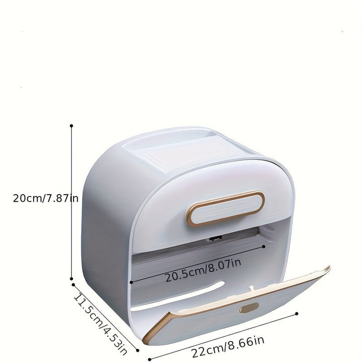 Caja De Almacenamiento De Papel Higiénico Para Baño, Soporte De Papel Higiénico, Contenedor De Papel Higiénico Montado En La Pared, Estante De Almacenamiento De Papel Higiénico Impermeable, Accesorios De Baño