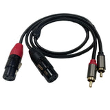 Cable de Audio Profesional Doble Hembra XLR a Macho RCA - Transferencia de Sonido de Alta Calidad para Receptores AV, Amplificadores, Sistemas de Cine en Casa, Equipos de Grabación y Más - con Conectores Rojos y Dorados