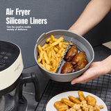 1pc Estera de Horno Reutilizable para Freidora de Aire, Redonda, Silicona, Grado Alimenticio, Plegable, Multifuncional, Antiadherente, con Almohadillas Divisorias para Freidora de Aire