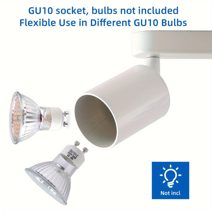 Luz de techo LED moderna, 4 bombillas, foco rotativo blanco GU10, acabado de hierro pulido, enfoque ajustable, montaje semi-inclinado, cableado duro, para cocina, dormitorio, sala de estar, oficina - Bombillas no incluidas, iluminación cercana al techo p