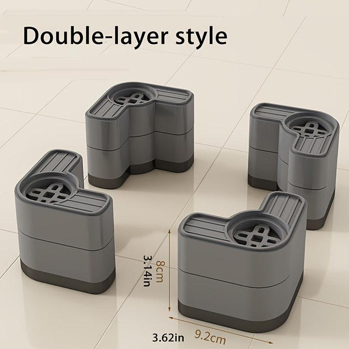Cuatro almohadillas amortiguadoras para lavadoras, bases para lavadoras y secadoras, reducción de ruido, protección del suelo en la lavandería, antideslizantes y absorbentes de impactos, compatibles con todas las máquinas
