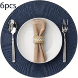 6 Unidades de Placemats Redondos de Plástico Tejido Placemats Lavables y Limpiables Alfombras de Mesa Adecuadas para Mesas de Comedor Resistentes al Calor y Antideslizantes Placemats Redondos Antideslizantes Alfombras de Mesa de PVC Estilo Occidental Ant