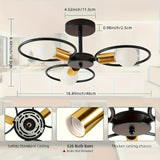 1 pieza de lámpara de techo industrial retro moderna - Montaje semienterrado con 3 bases de bombilla E26, fácil de instalar, adecuada para pasillos, cocinas, dormitorios, salas de estar, villas, hoteles y otros iluminados comerciales (bombillas no inclui