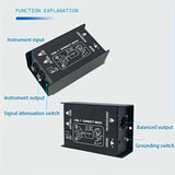 Transformador de Impedancia para Guitarra, Transformador de Adaptación de Impedancia Pasivo QudosXy DB-1 de Construcción de Hierro sin Carga de Canal Único para Guitarra, Bajo, Teclado, Negro