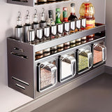 1pc Set de almacenamiento de especias para montaje en pared - Aluminio duradero, instalación sin taladro, incluye contenedores y frascos para cocina y comedor, acabado pulido, frasco de especias