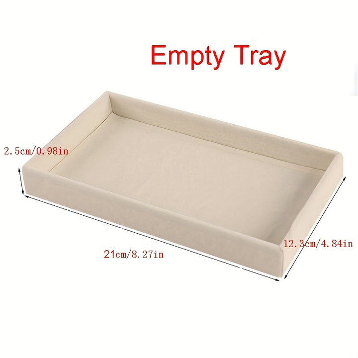 Caja organizadora de joyas de terciopelo plegable - Blanco desgastado, caja de exhibición rectangular para escritorio para anillos, pendientes, collares - Almacenamiento de papel multifuncional con montaje en mesa, almacenamiento de organizador de joyas,